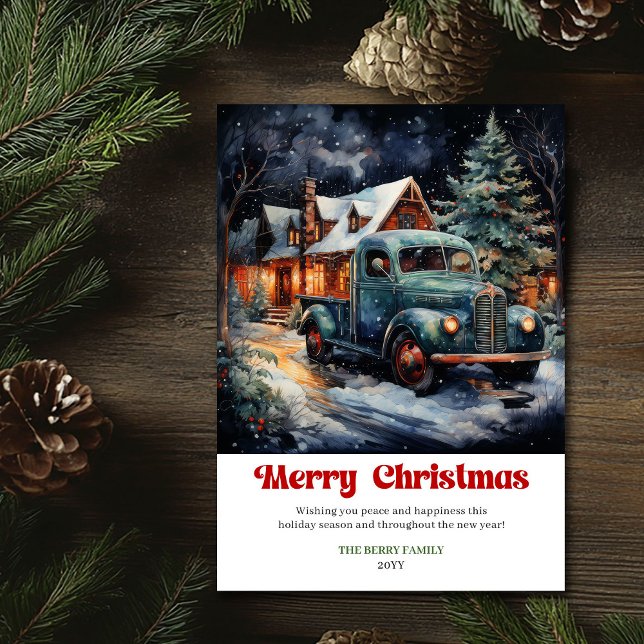 Rustic classic Christmas scene holiday red truck (Rustic classic Christmas scene holiday red truck)
