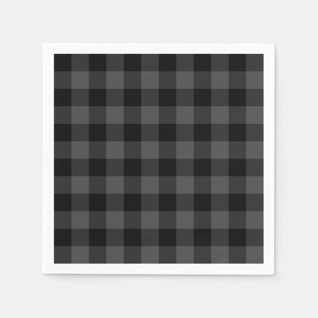Rustic classic grey and black plaid napkin (Front)