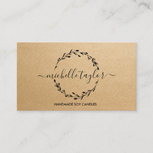 Rustic Classic Lavender Wreath Logo Kraft Business Card