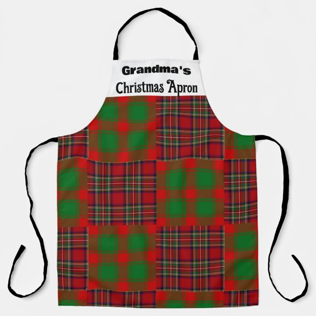 Rustic Classic Plaid Tartan Style Design Christmas Apron (Front)
