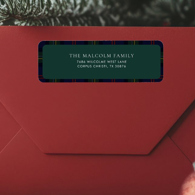 Rustic Classic Tartan Return Address (Plaid Malcolm Tartan Return Address Label)