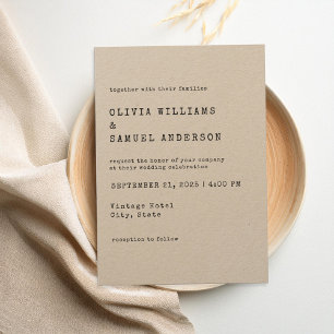 Rustic Classic Typewriter Wedding Invitation