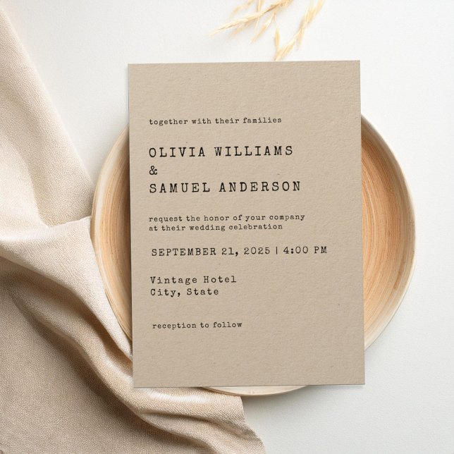 Rustic Classic Typewriter Wedding Invitation (Creator Uploaded)