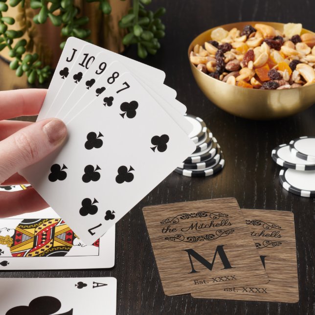 Rustic Classy Country Style Wood Grain Pattern Playing Cards (In Situ)