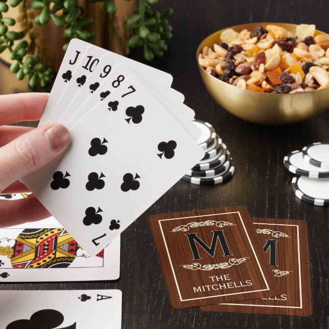 Rustic Classy Country Style Wood Grain Pattern Playing Cards (In Situ)