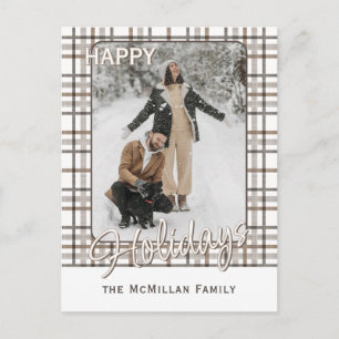 Rustic Classy Elegant Plaid Pattern Holiday Postcard