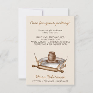 Rustic Clay Pottery Care Instructions Thank You Card