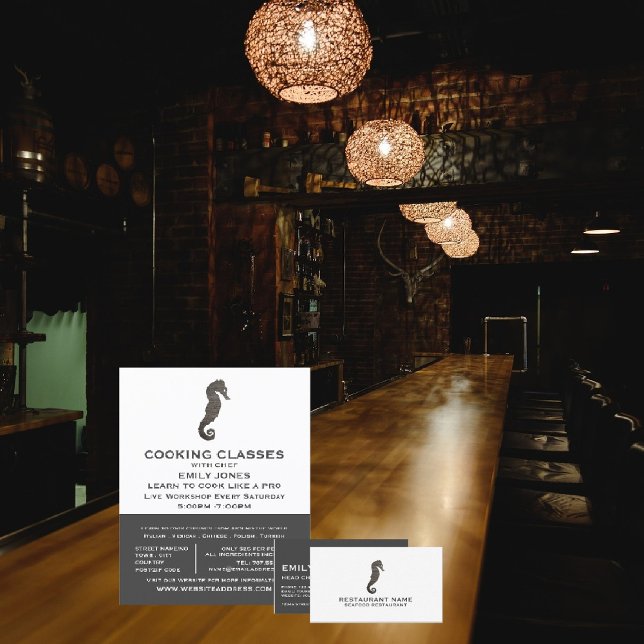 Rustic Clay Seahorse, Seafood, Chef, Cooking  Business Card (Creator Uploaded)
