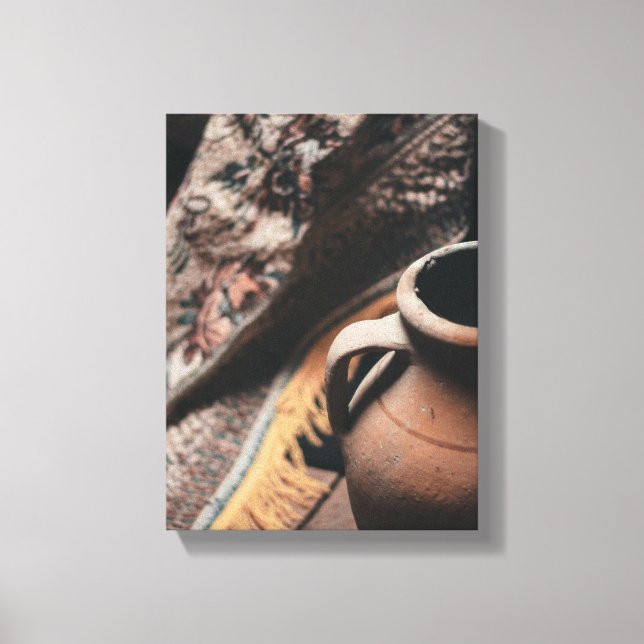 Rustic cloth and jar image on canvas print (Front)