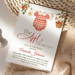 Rustic Clothesline Apple Girl Baby Shower Invitation