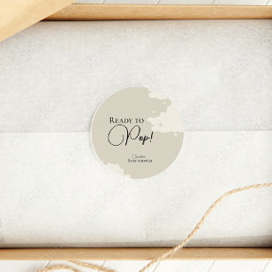 Rustic cloud minimal Ready to Pop baby shower Classic Round Sticker