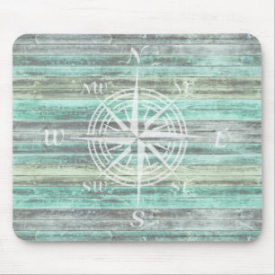 Rustic Coastal Compass Rose Mouse Mat