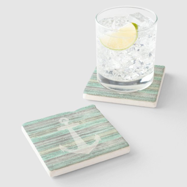 Rustic Coastal Decor Anchor Stone Coaster (Side)