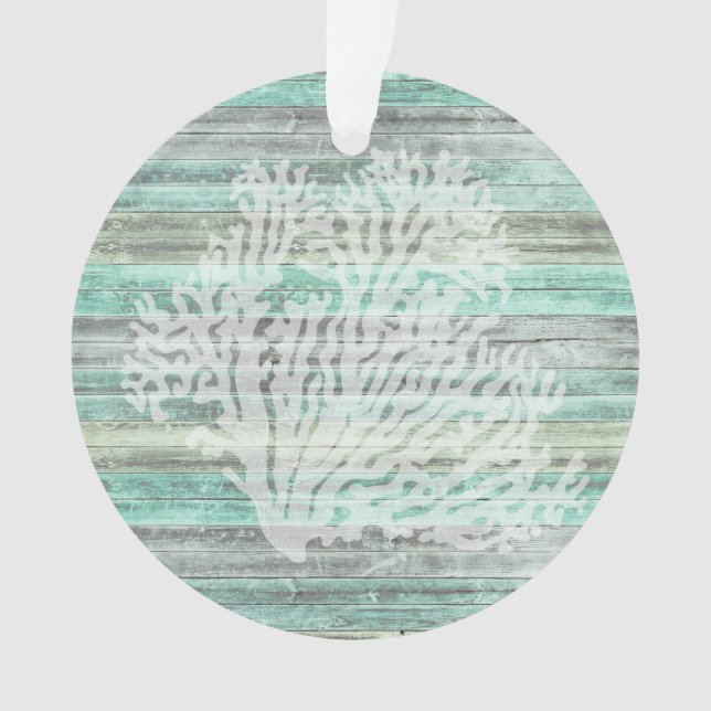 Rustic Coastal Decor Coral Ornament (Front)