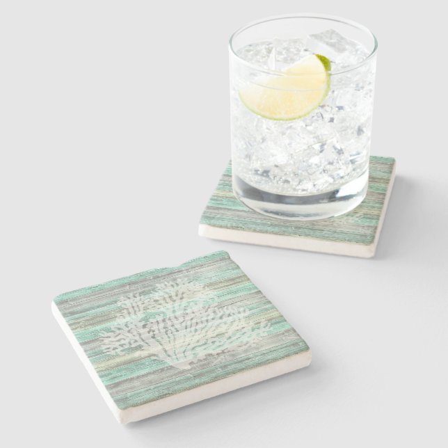 Rustic Coastal Decor Coral Stone Coaster (Side)