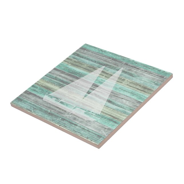 Rustic Coastal Decor Sailboat Tile (Side)