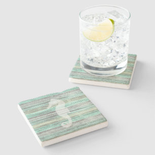 Rustic Coastal Decor Seahorse Stone Coaster