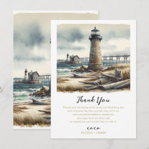 Rustic Coastal Lighthouse Seaside Beach Thank You Invitation