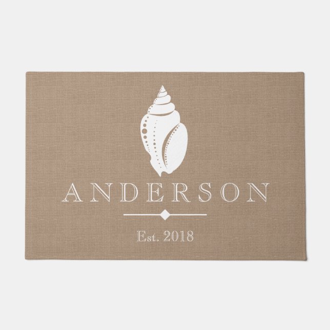 Rustic Coastal Seashell Silhouette | Custom Doormat (Front)