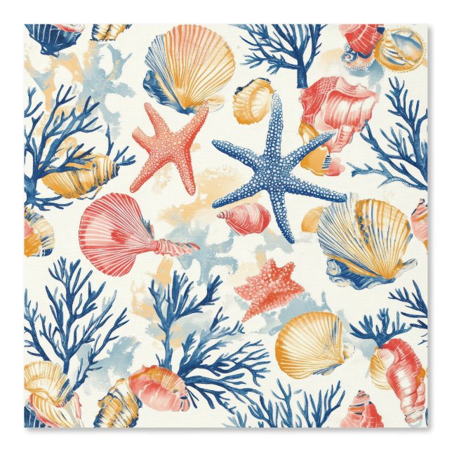 Rustic Coastal - Seashells, Starfish, Reef (10) Wallpaper (Front)