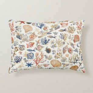 Rustic Coastal - Seashells, Starfish, Reef (12) Decorative Cushion