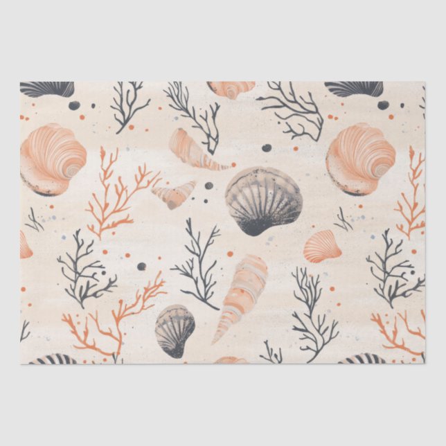 Rustic Coastal - Seashells, Starfish, Reef (13) Tissue Paper (Front)