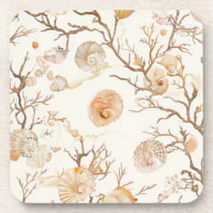 Rustic Coastal - Seashells, Starfish, Reef (14) Coaster