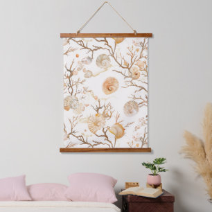 Rustic Coastal - Seashells, Starfish, Reef (14) Hanging Tapestry