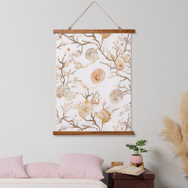Rustic Coastal - Seashells, Starfish, Reef (14) Hanging Tapestry (Bedroom)