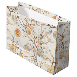 Rustic Coastal - Seashells, Starfish, Reef (14) Large Gift Bag
