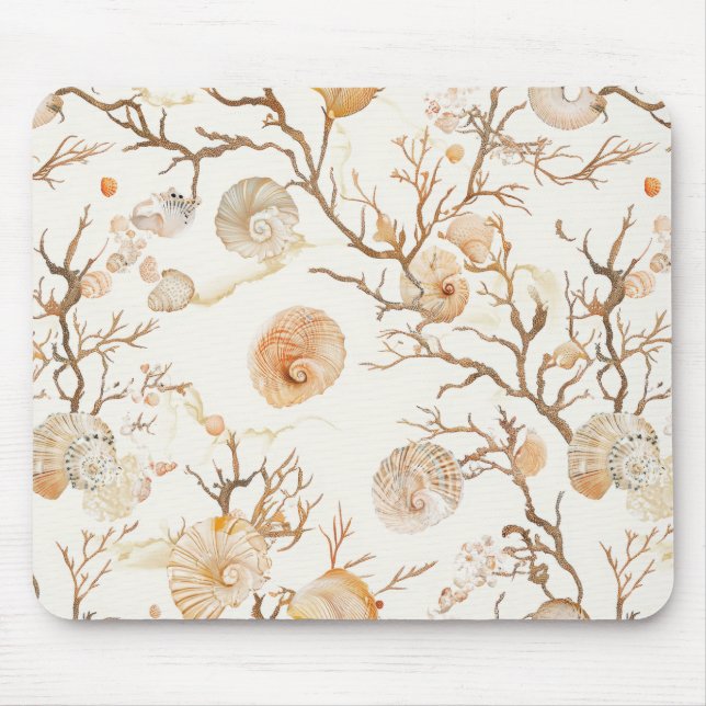 Rustic Coastal - Seashells, Starfish, Reef (14) Mouse Mat (Front)