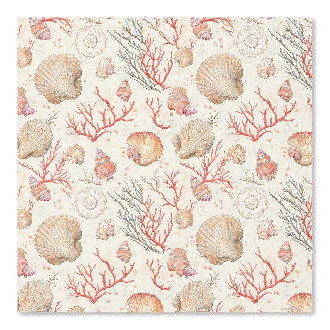 Rustic Coastal - Seashells, Starfish, Reef (16) Wallpaper (Front)