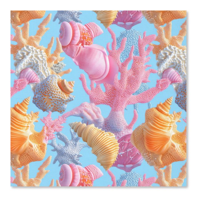 Rustic Coastal - Seashells, Starfish, Reef (18) Wallpaper (Front)