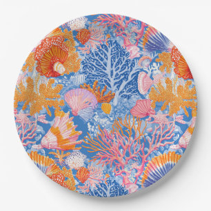 Rustic Coastal - Seashells, Starfish, Reef (19) Paper Plate