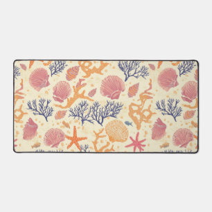Rustic Coastal - Seashells, Starfish, Reef (1) Desk Mat