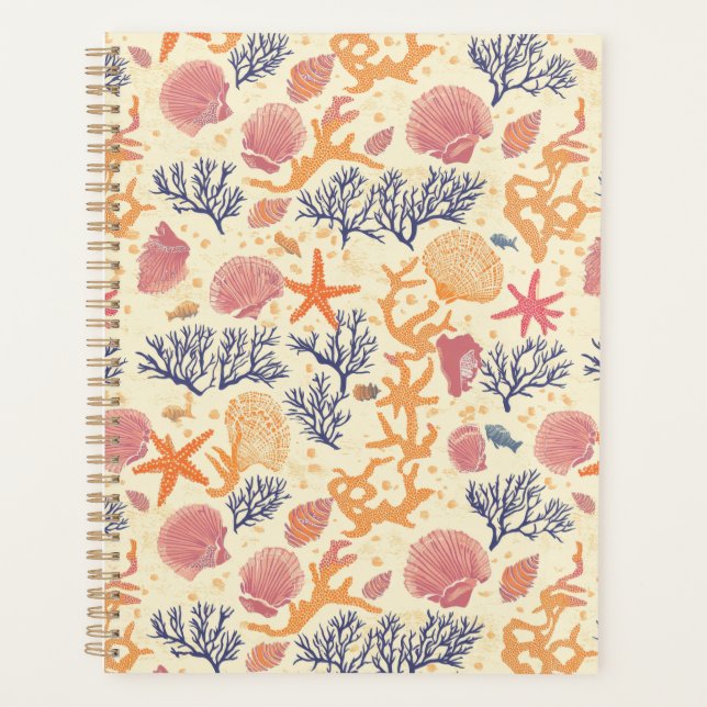 Rustic Coastal - Seashells, Starfish, Reef (1) Planner (Front)