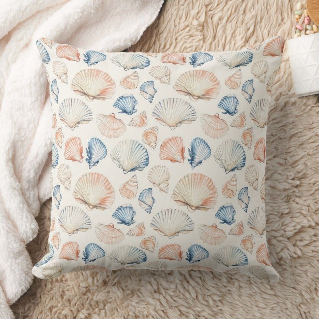 Rustic Coastal - Seashells, Starfish, Reef (21) Cushion (Blanket)