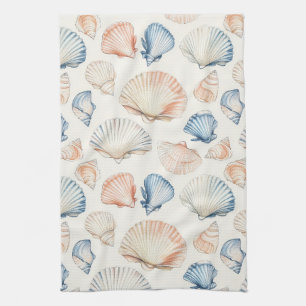 Rustic Coastal - Seashells, Starfish, Reef (21) Tea Towel