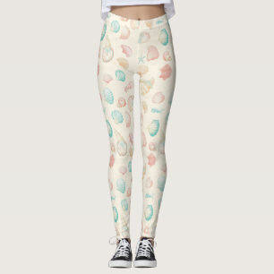 Rustic Coastal - Seashells, Starfish, Reef (22) Leggings