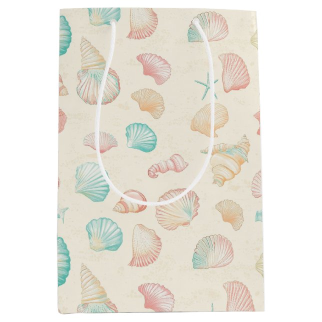 Rustic Coastal - Seashells, Starfish, Reef (22) Medium Gift Bag (Front)