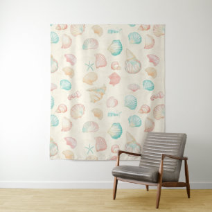 Rustic Coastal - Seashells, Starfish, Reef (22) Tapestry