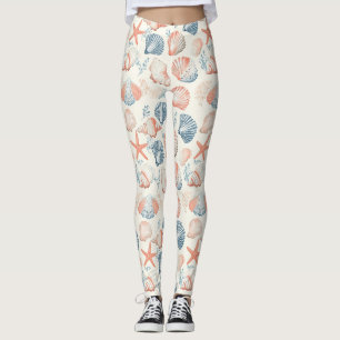 Rustic Coastal - Seashells, Starfish, Reef (23) Leggings