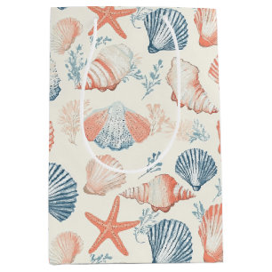 Rustic Coastal - Seashells, Starfish, Reef (23) Medium Gift Bag