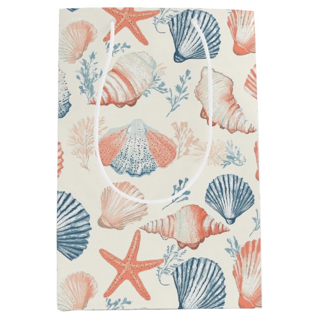 Rustic Coastal - Seashells, Starfish, Reef (23) Medium Gift Bag (Front)