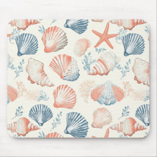 Rustic Coastal - Seashells, Starfish, Reef (23) Mouse Mat