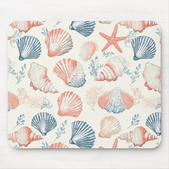 Rustic Coastal - Seashells, Starfish, Reef (23) Mouse Mat (Front)