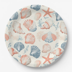 Rustic Coastal - Seashells, Starfish, Reef (23) Paper Plate