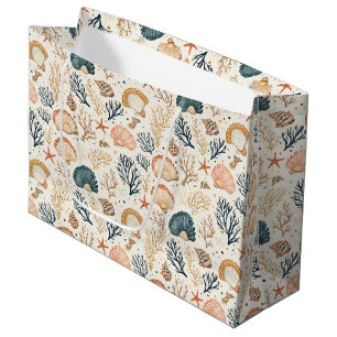 Rustic Coastal - Seashells, Starfish, Reef (24) Large Gift Bag