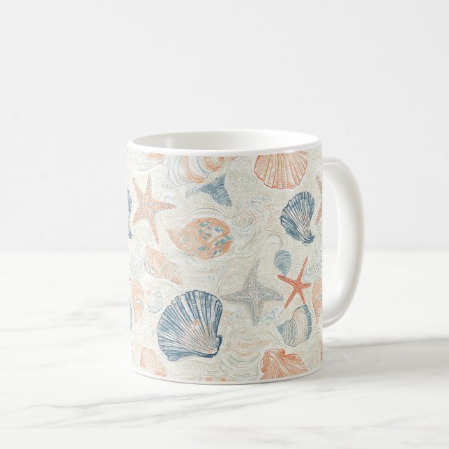 Rustic Coastal - Seashells, Starfish, Reef (25) Coffee Mug (Front Right)