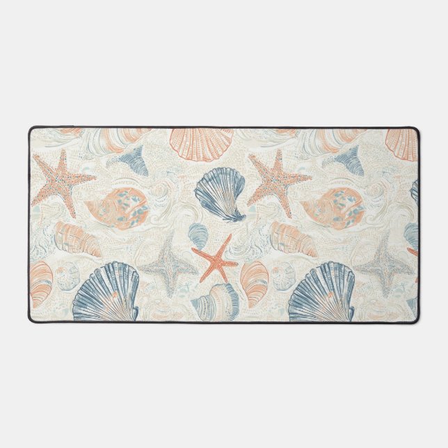 Rustic Coastal - Seashells, Starfish, Reef (25) Desk Mat (Front)